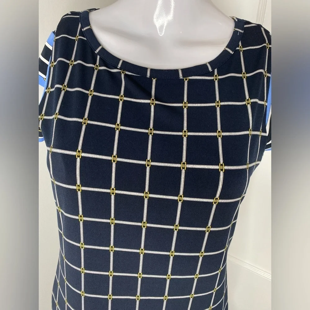 Michael Kors Chic Black and Blue Grid Dress
